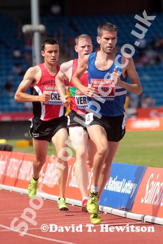 Nick McCormick (Morpeth) lfinishing 2nd in the 5000 metres at the Sainsbury's British Championships, Birmingham.